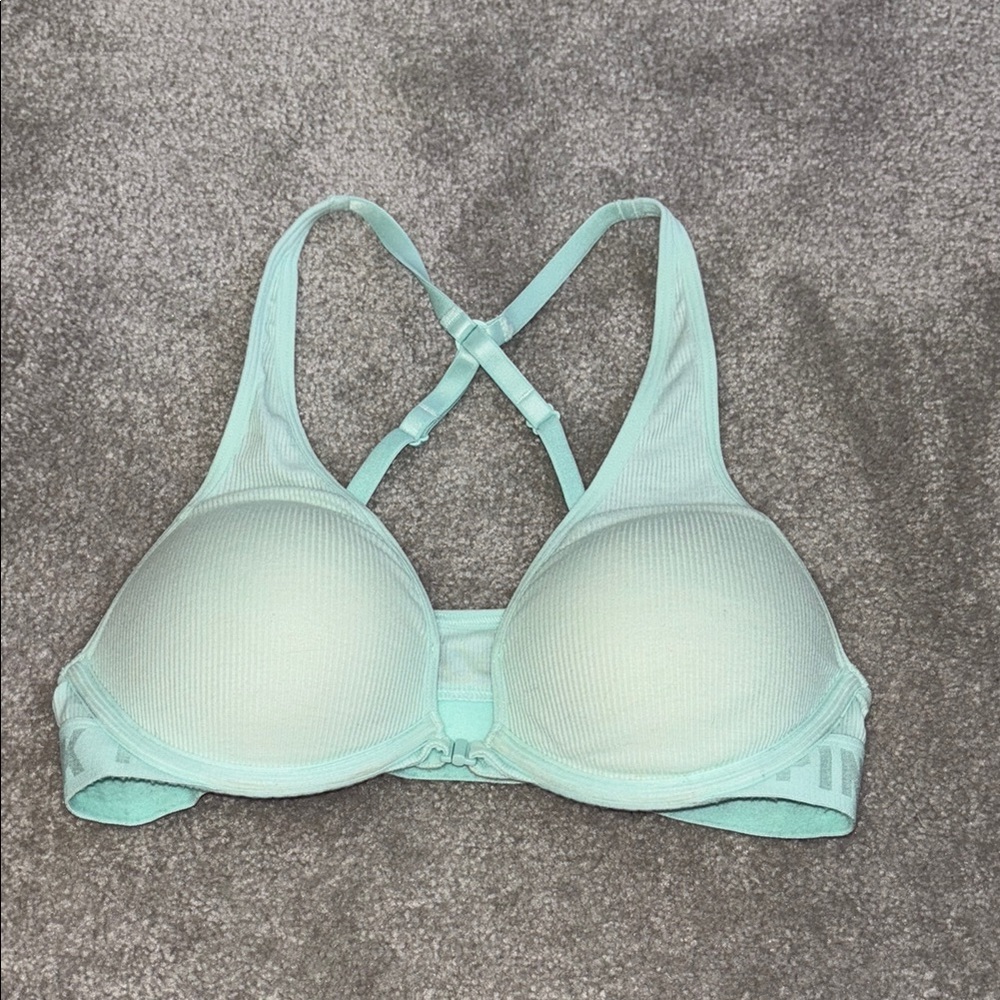 PINK Victoria's Secret Green Criss-Cross Bra